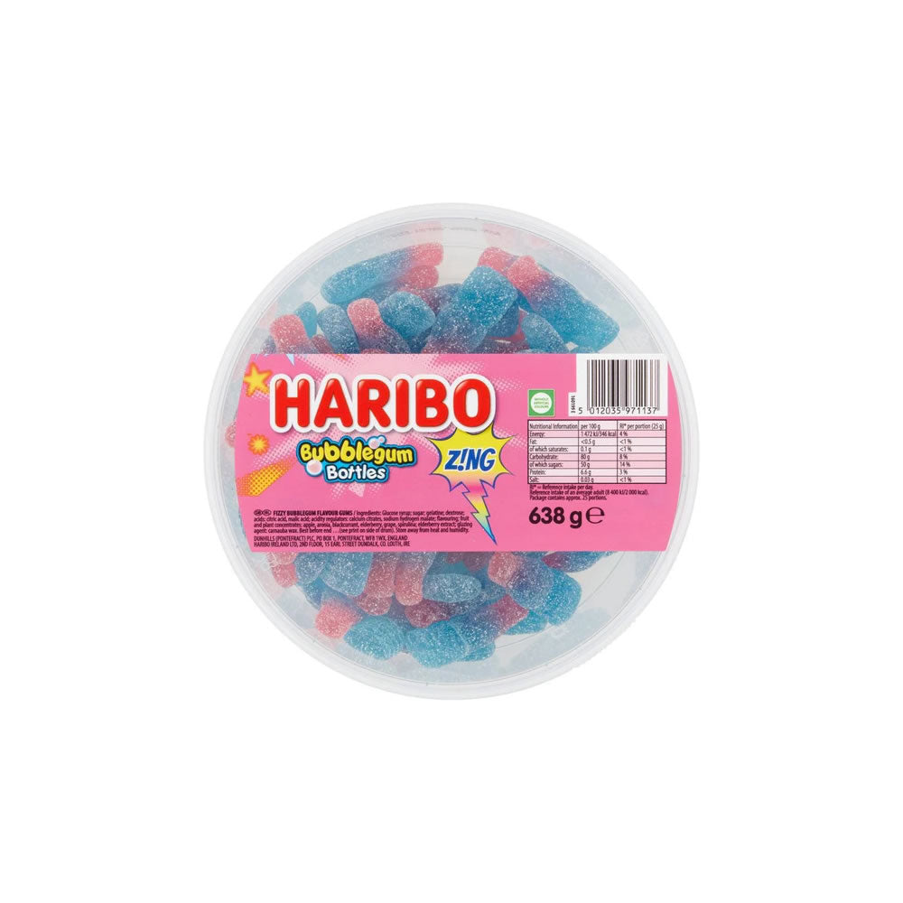 Haribo Fizzy Bubblegum Bottles Tub